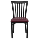 SINGLEWAVE Series Black School House Back Metal Restaurant Chair - Burgundy Vinyl Seat