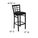 SINGLEWAVE Series Black Window Back Metal Restaurant Barstool - Black Vinyl Seat