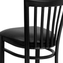 SINGLEWAVE Series Black School House Back Metal Restaurant Barstool - Black Vinyl Seat