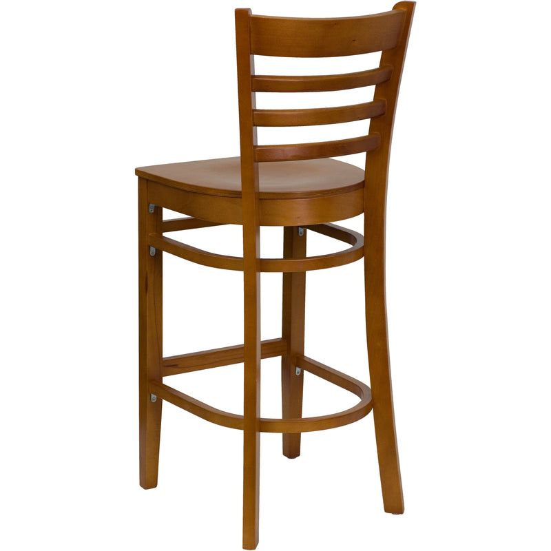 SINGLEWAVE Series Ladder Back Cherry Wood Restaurant Barstool