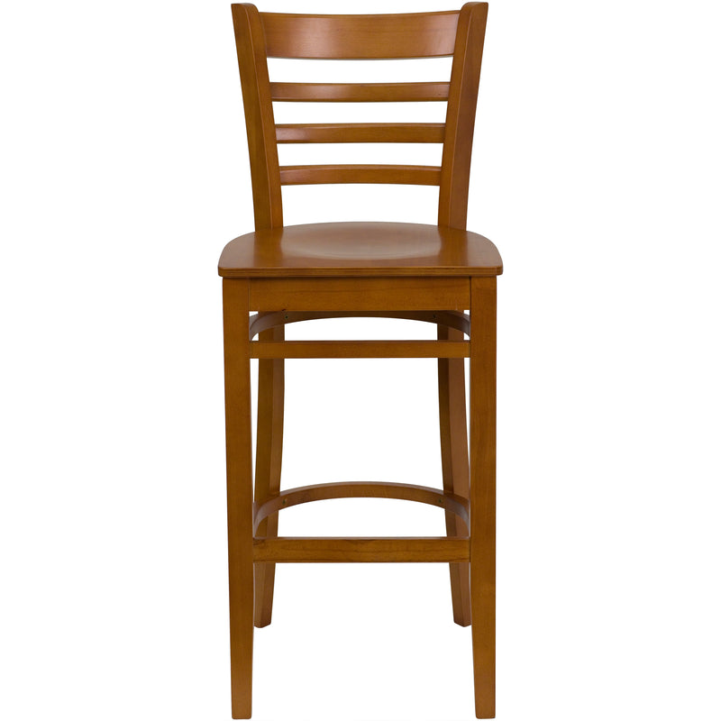 SINGLEWAVE Series Ladder Back Cherry Wood Restaurant Barstool