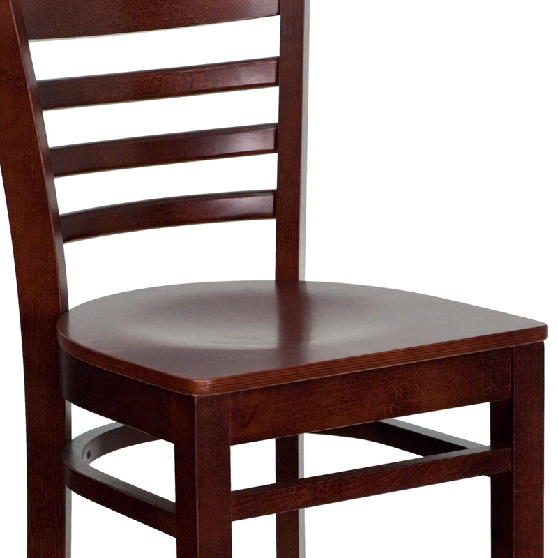 SINGLEWAVE Series Ladder Back Mahogany Wood Restaurant Barstool