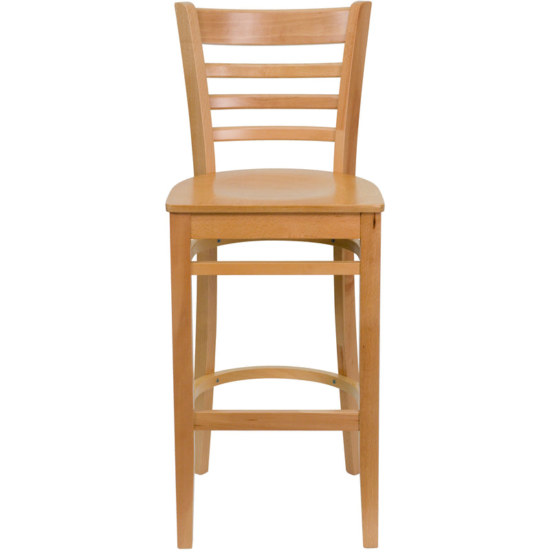 SINGLEWAVE Series Ladder Back Natural Wood Restaurant Barstool