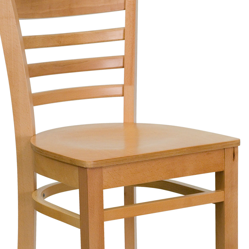 SINGLEWAVE Series Ladder Back Natural Wood Restaurant Barstool