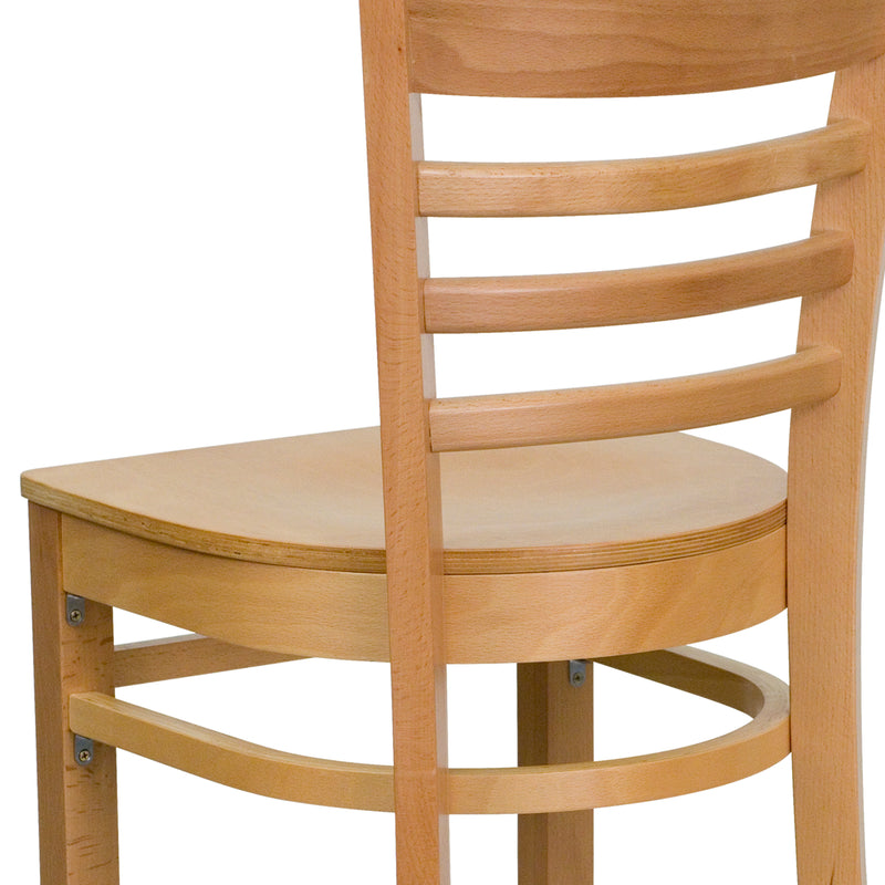 SINGLEWAVE Series Ladder Back Natural Wood Restaurant Barstool