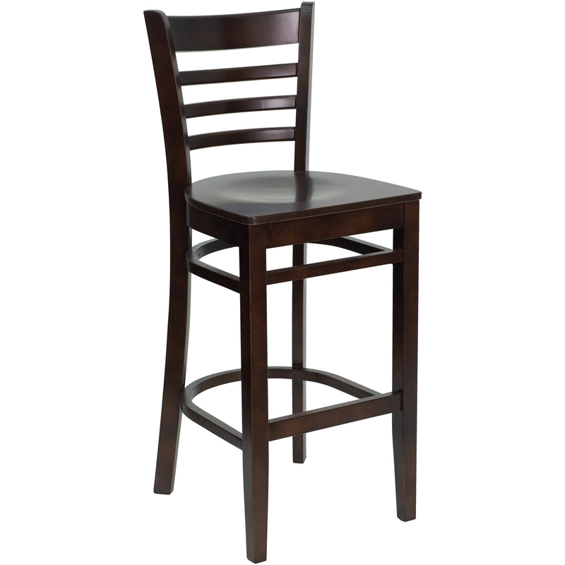 SINGLEWAVE Series Ladder Back Walnut Wood Restaurant Barstool