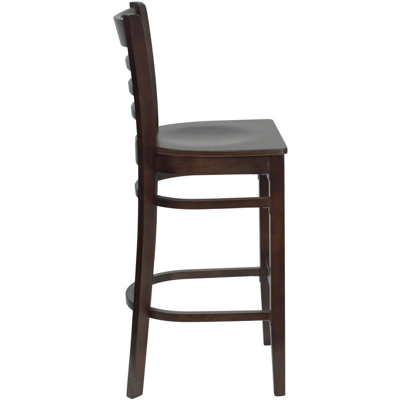 SINGLEWAVE Series Ladder Back Walnut Wood Restaurant Barstool