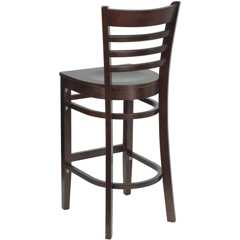 SINGLEWAVE Series Ladder Back Walnut Wood Restaurant Barstool