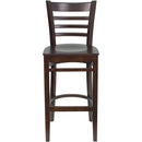 SINGLEWAVE Series Ladder Back Walnut Wood Restaurant Barstool