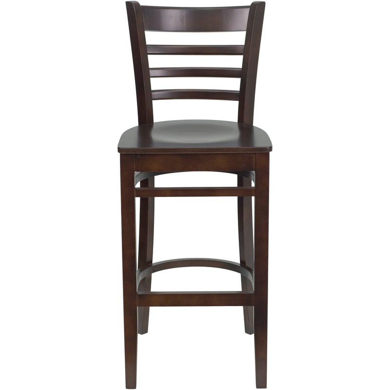 SINGLEWAVE Series Ladder Back Walnut Wood Restaurant Barstool