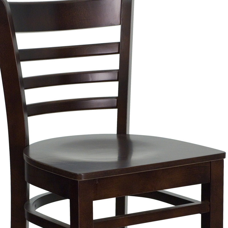 SINGLEWAVE Series Ladder Back Walnut Wood Restaurant Barstool