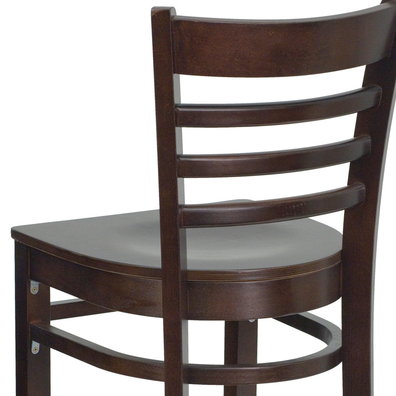 SINGLEWAVE Series Ladder Back Walnut Wood Restaurant Barstool