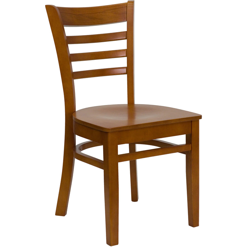 SINGLEWAVE Series Ladder Back Cherry Wood Restaurant Chair