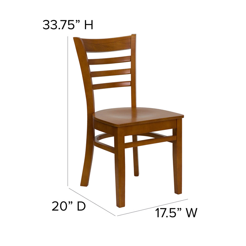 SINGLEWAVE Series Ladder Back Cherry Wood Restaurant Chair