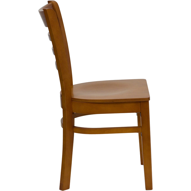 SINGLEWAVE Series Ladder Back Cherry Wood Restaurant Chair