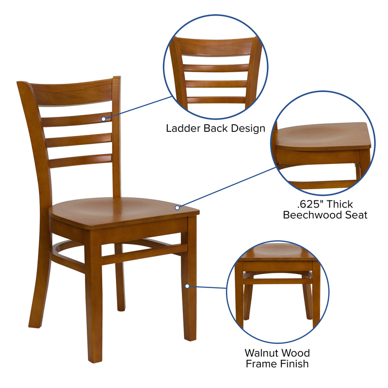 SINGLEWAVE Series Ladder Back Cherry Wood Restaurant Chair