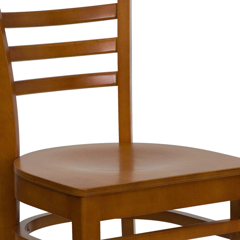 SINGLEWAVE Series Ladder Back Cherry Wood Restaurant Chair