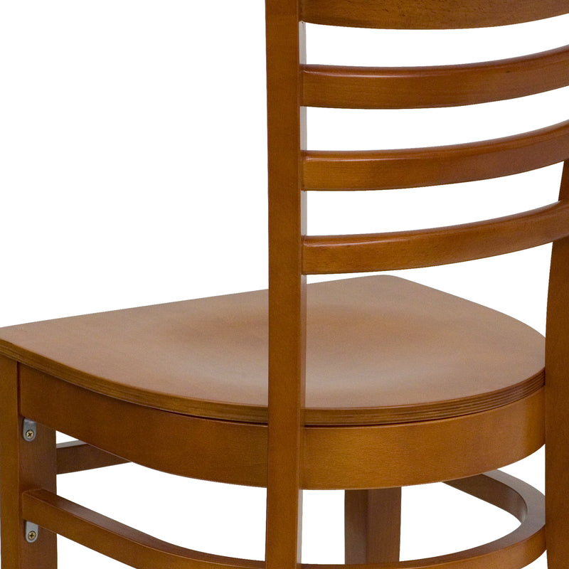 SINGLEWAVE Series Ladder Back Cherry Wood Restaurant Chair