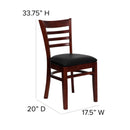 SINGLEWAVE Series Ladder Back Mahogany Wood Restaurant Chair - Black Vinyl Seat