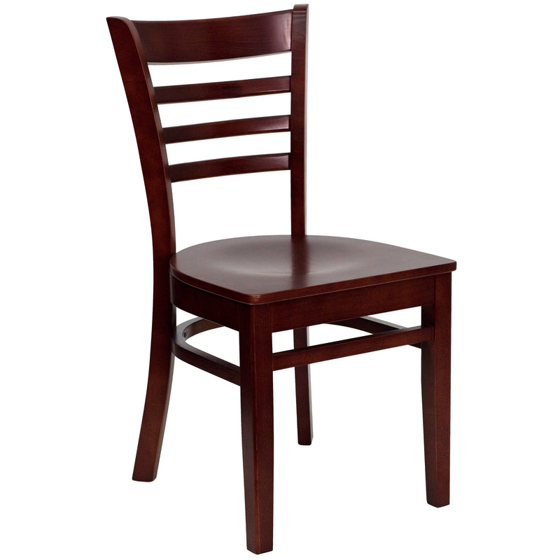 SINGLEWAVE Series Ladder Back Mahogany Wood Restaurant Chair