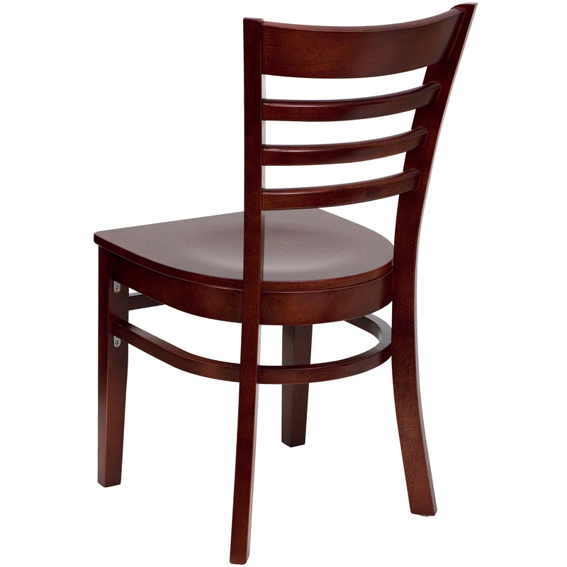 SINGLEWAVE Series Ladder Back Mahogany Wood Restaurant Chair