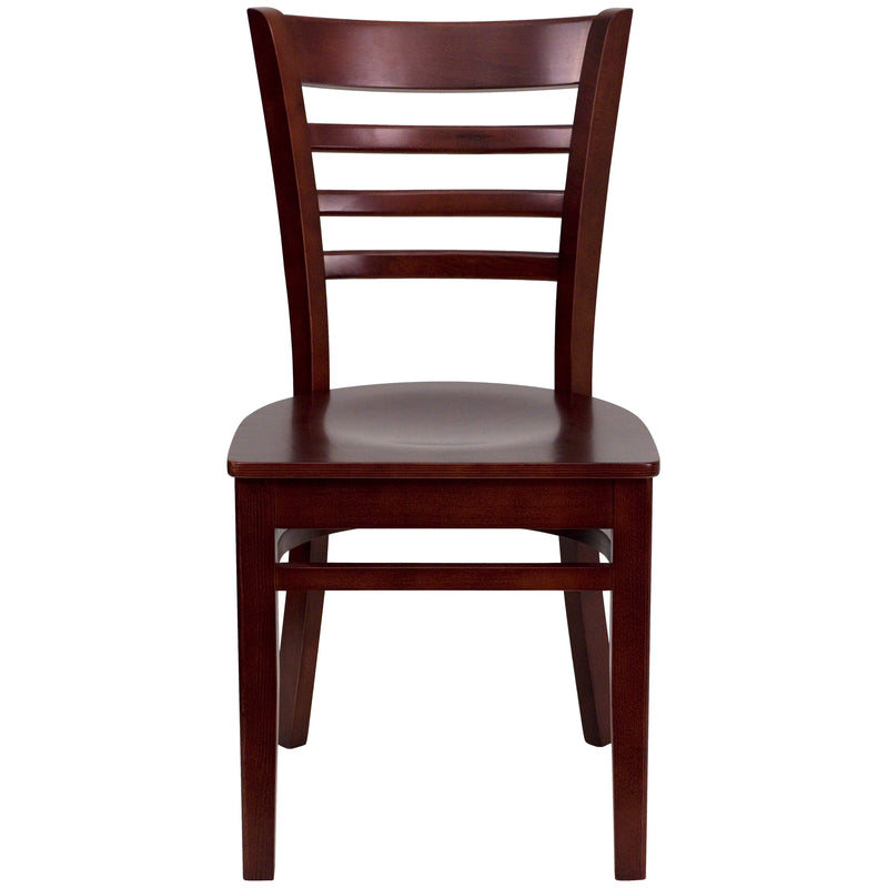 SINGLEWAVE Series Ladder Back Mahogany Wood Restaurant Chair