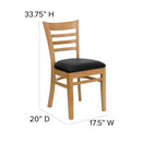 SINGLEWAVE Series Ladder Back Natural Wood Restaurant Chair - Black Vinyl Seat
