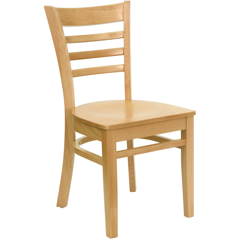 SINGLEWAVE Series Ladder Back Natural Wood Restaurant Chair