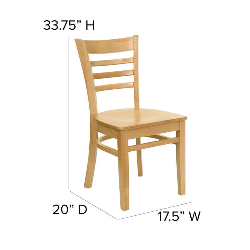 SINGLEWAVE Series Ladder Back Natural Wood Restaurant Chair