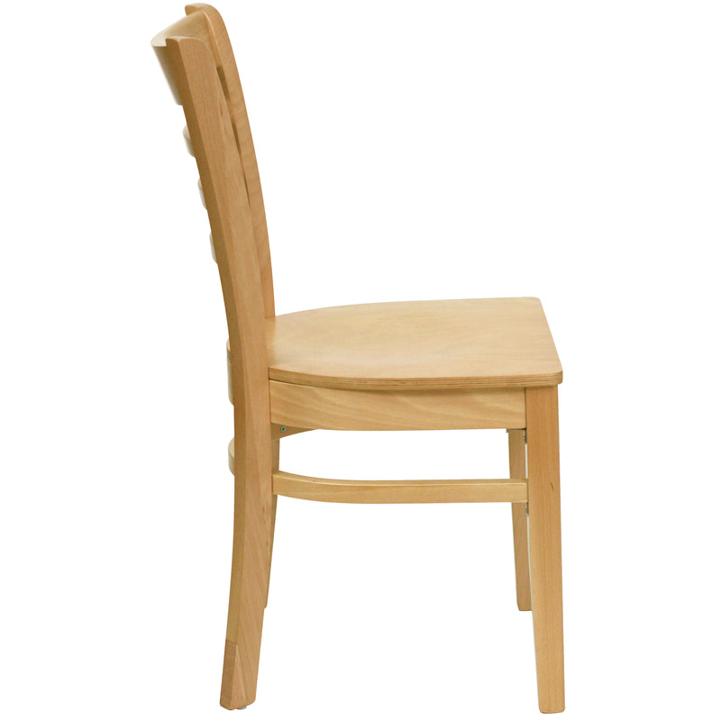 SINGLEWAVE Series Ladder Back Natural Wood Restaurant Chair