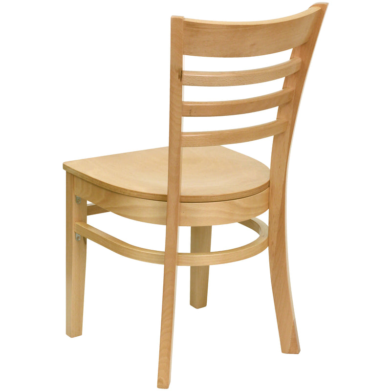 SINGLEWAVE Series Ladder Back Natural Wood Restaurant Chair