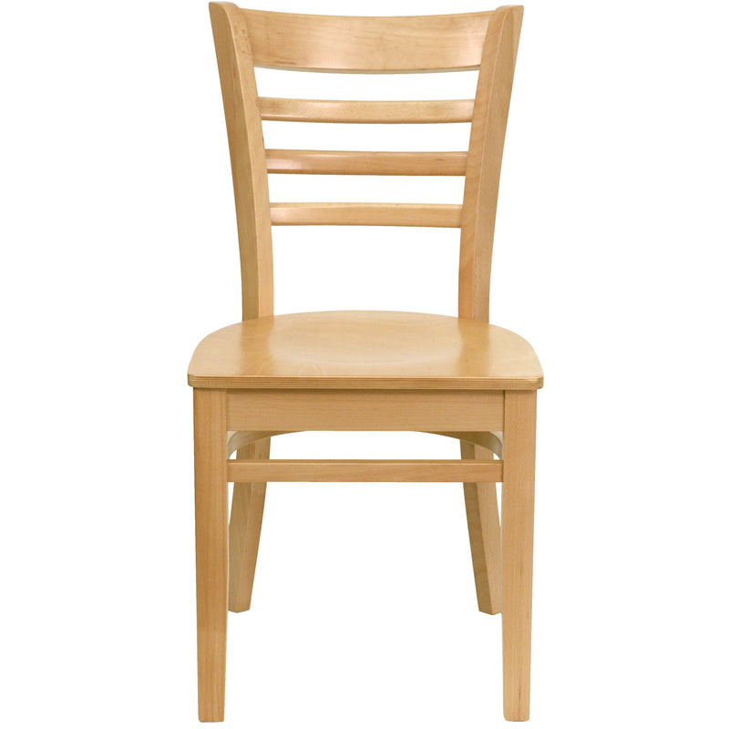 SINGLEWAVE Series Ladder Back Natural Wood Restaurant Chair