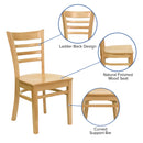 SINGLEWAVE Series Ladder Back Natural Wood Restaurant Chair
