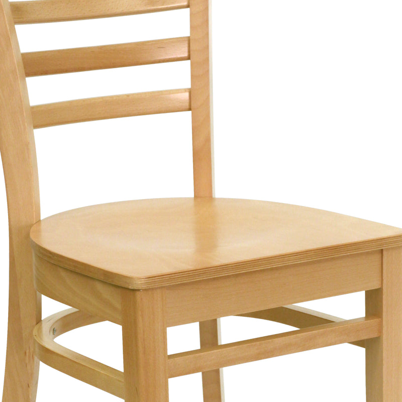 SINGLEWAVE Series Ladder Back Natural Wood Restaurant Chair