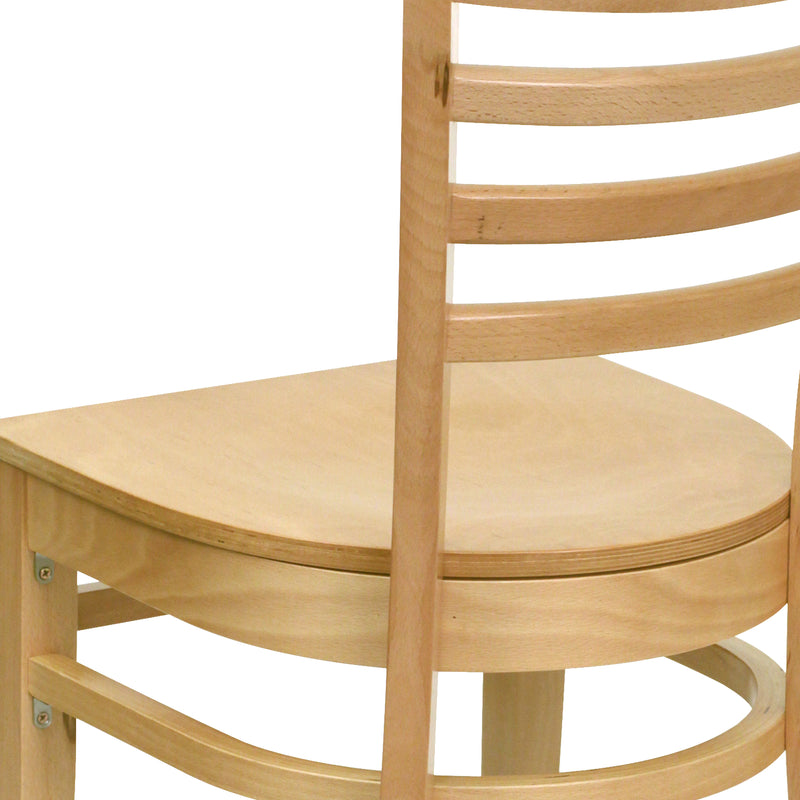 SINGLEWAVE Series Ladder Back Natural Wood Restaurant Chair