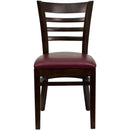 SINGLEWAVE Series Ladder Back Walnut Wood Restaurant Chair - Burgundy Vinyl Seat