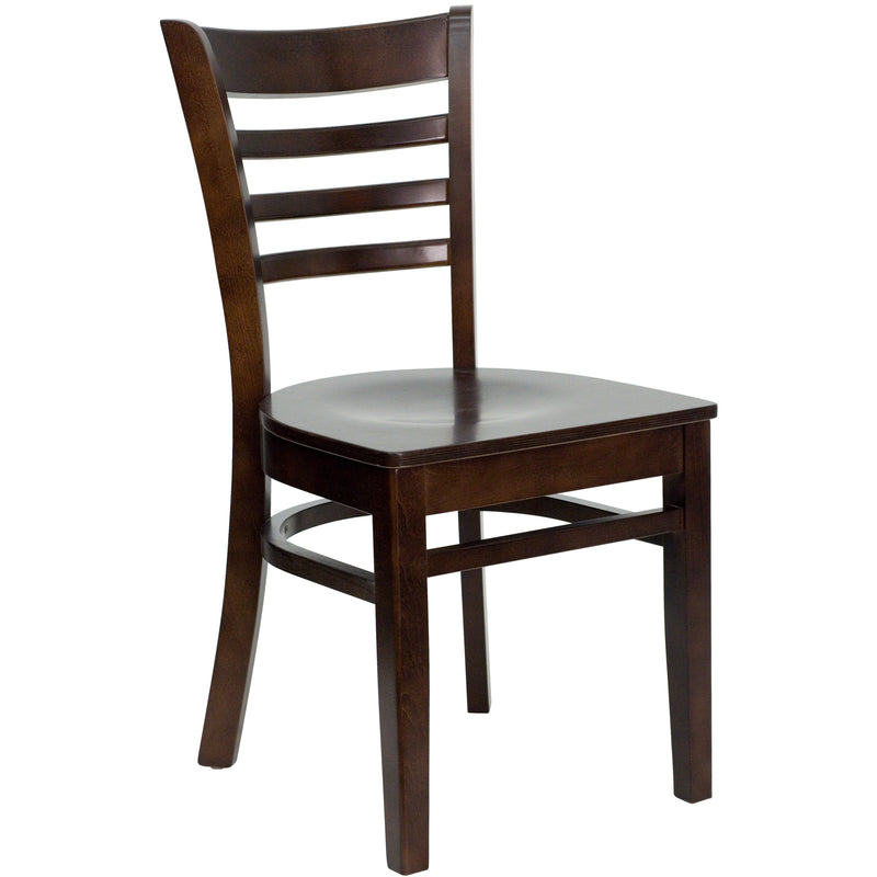 SINGLEWAVE Series Ladder Back Walnut Wood Restaurant Chair