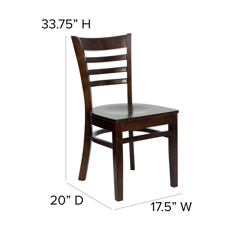 SINGLEWAVE Series Ladder Back Walnut Wood Restaurant Chair