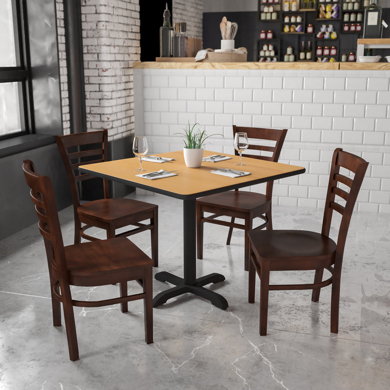 SINGLEWAVE Series Ladder Back Walnut Wood Restaurant Chair