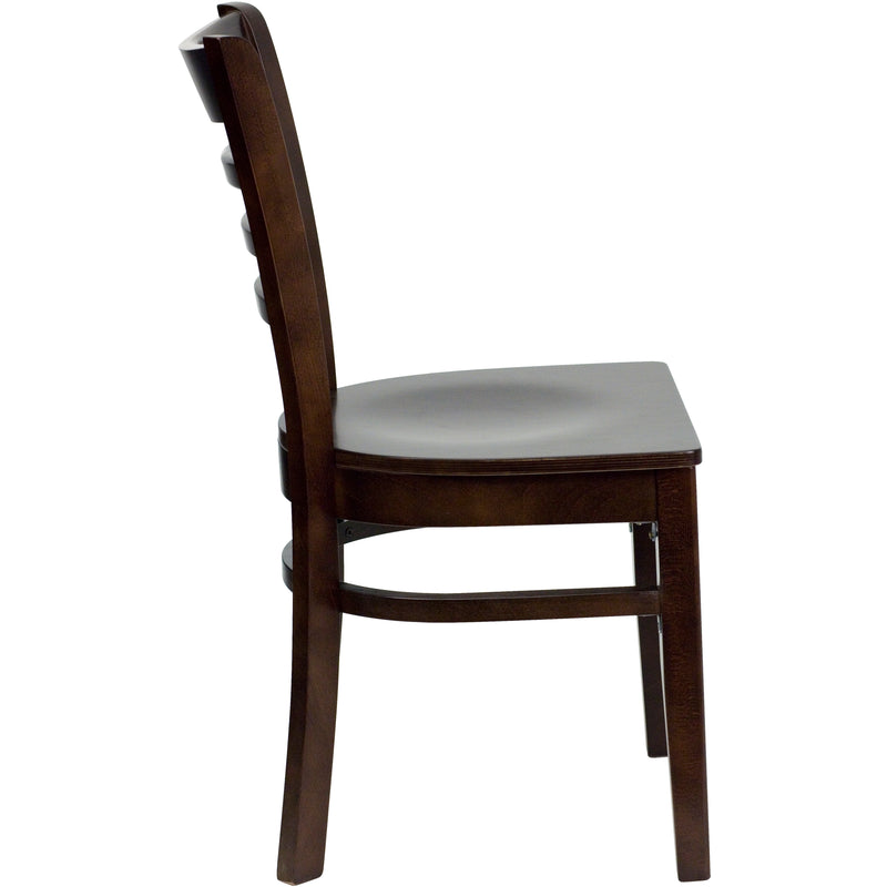 SINGLEWAVE Series Ladder Back Walnut Wood Restaurant Chair