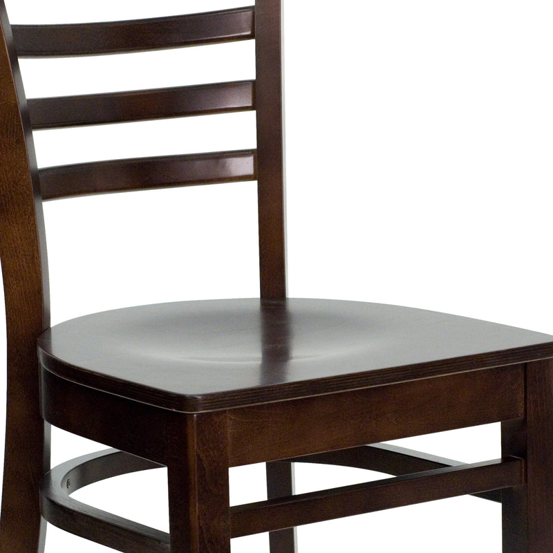 SINGLEWAVE Series Ladder Back Walnut Wood Restaurant Chair