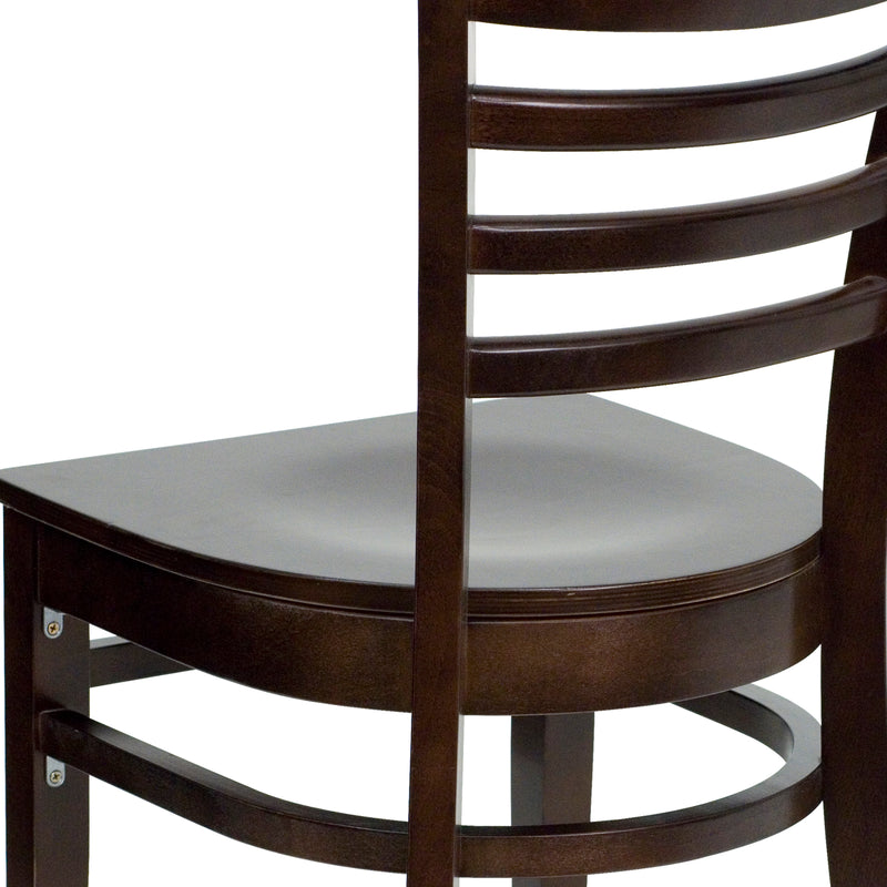 SINGLEWAVE Series Ladder Back Walnut Wood Restaurant Chair