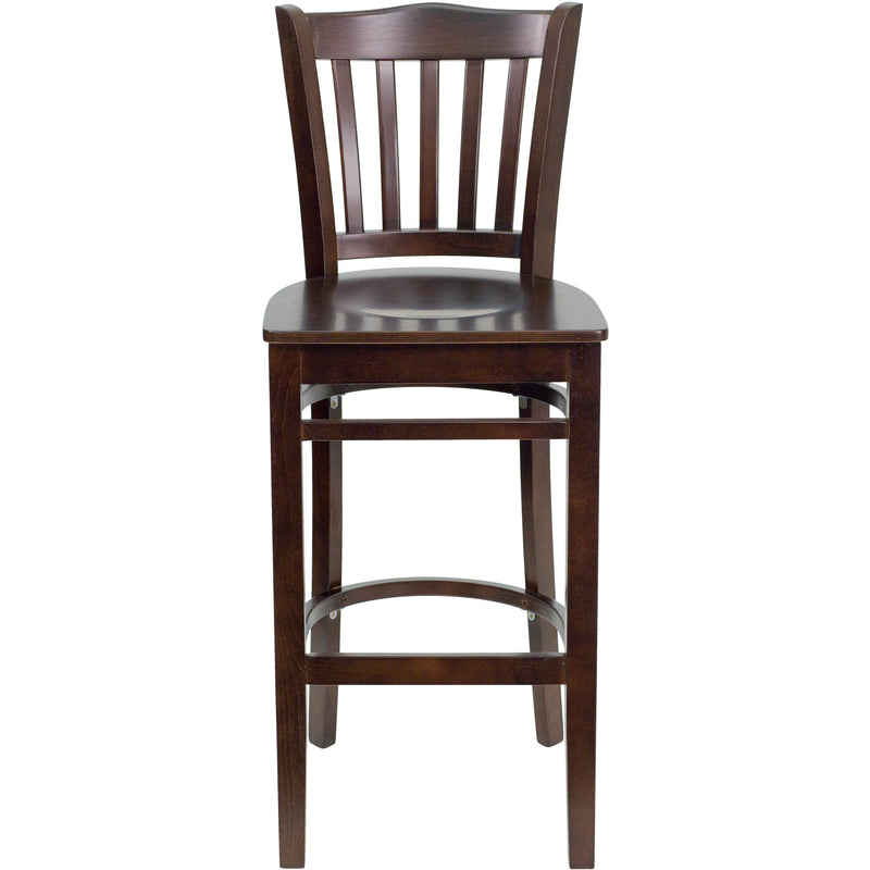 SINGLEWAVE Series Vertical Slat Back Walnut Wood Restaurant Barstool