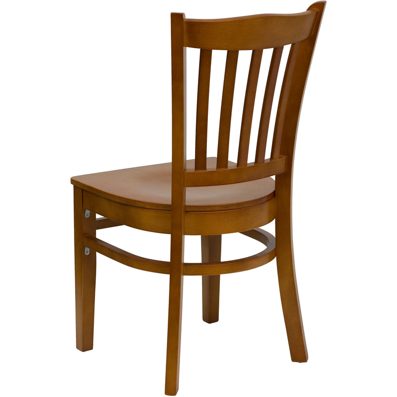 SINGLEWAVE Series Vertical Slat Back Cherry Wood Restaurant Chair