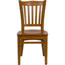 SINGLEWAVE Series Vertical Slat Back Cherry Wood Restaurant Chair
