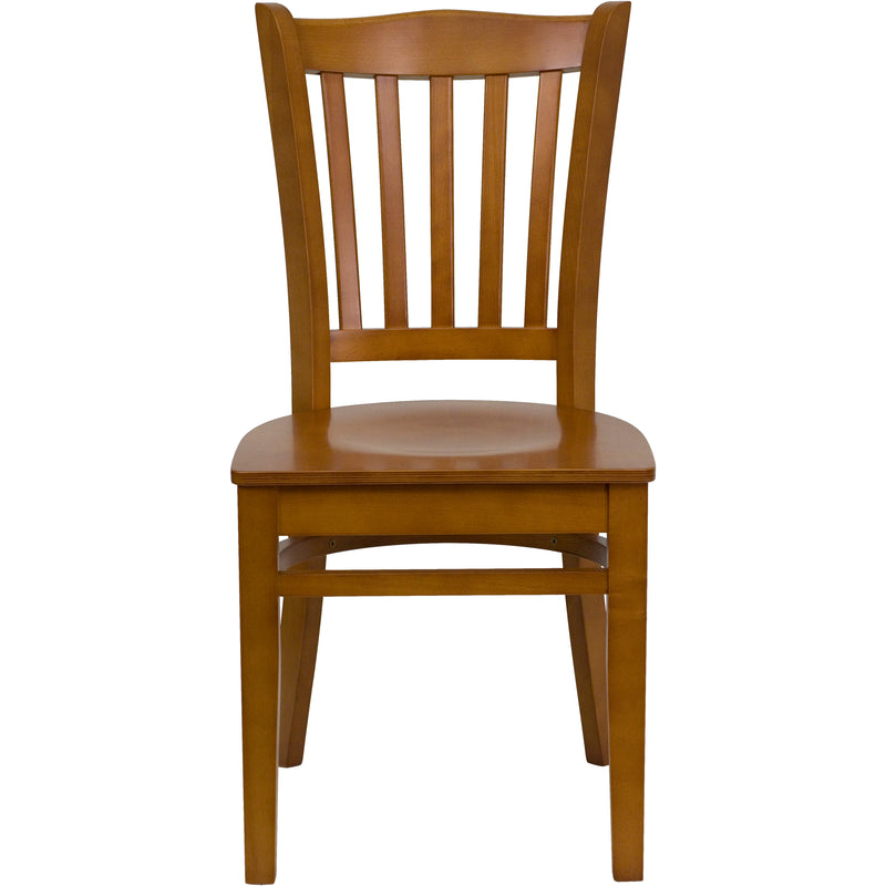 SINGLEWAVE Series Vertical Slat Back Cherry Wood Restaurant Chair