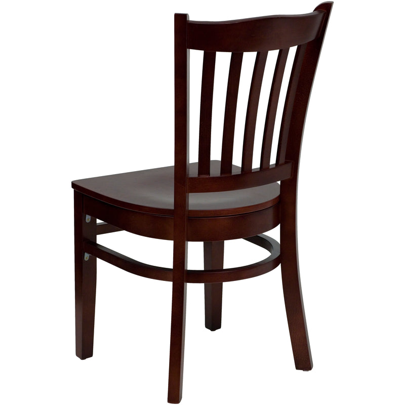 SINGLEWAVE Series Vertical Slat Back Mahogany Wood Restaurant Chair