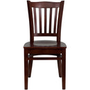 SINGLEWAVE Series Vertical Slat Back Mahogany Wood Restaurant Chair