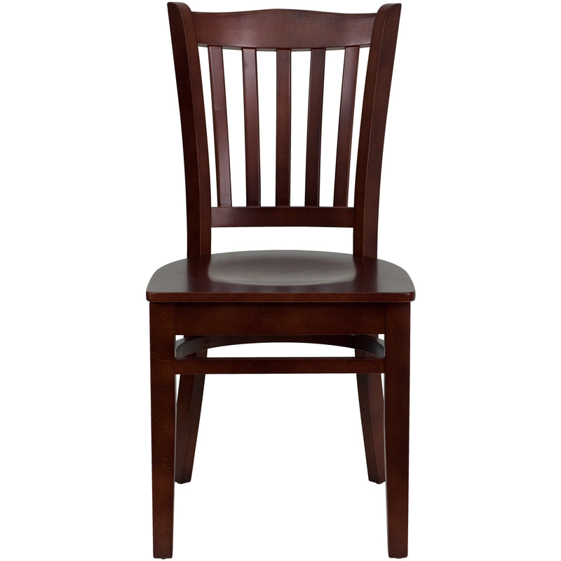 SINGLEWAVE Series Vertical Slat Back Mahogany Wood Restaurant Chair