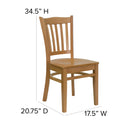 SINGLEWAVE Series Vertical Slat Back Natural Wood Restaurant Chair